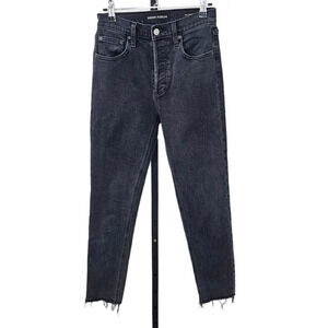Denim Forum The Yoko High Rise Slim Jeans Size 24 Gray  Black Wash Button Fly